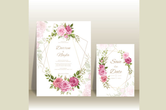 Beautiful Wedding Card Set with Flowers: A Versatile Invitation Template