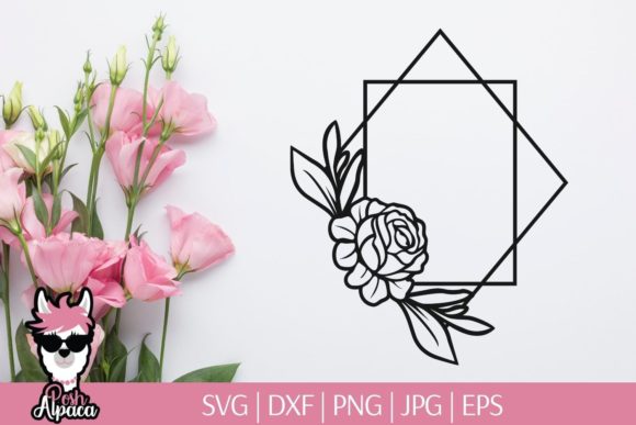 Geometric Frame and Floral Monogram Design