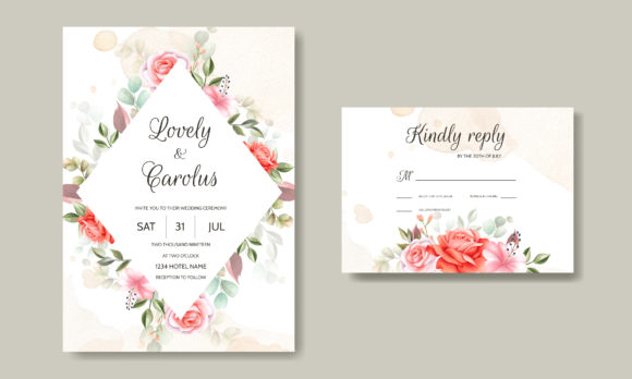 Romantic Rose Wedding Card Set: An Elegant Digital Template