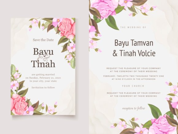 Rose Bouquet Wedding Invitation Template Design