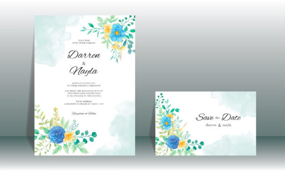Watercolor Flowers Wedding Card Set